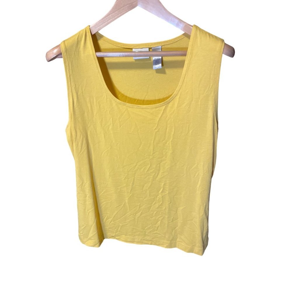 Chico's Yellow Sleeveless Scoop Neck Tank Top SZ L